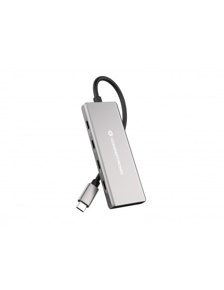 Conceptronic HUBBIES17G hub de interfaz USB 3.2 Gen 2 (3.1 Gen 2) Type-C 10000 Mbit s Gris
