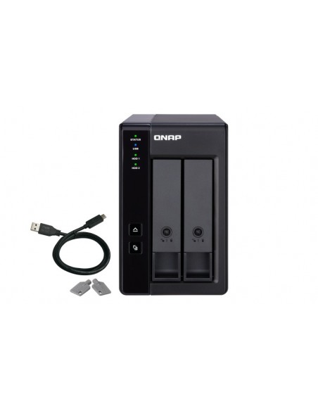 QNAP TR-002 caja para disco duro externo Carcasa de disco duro SSD Negro 2.5 3.5"