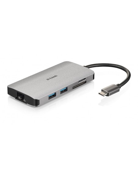 D-Link DUB-M810 base para portátil y replicador de puertos Alámbrico USB 3.2 Gen 1 (3.1 Gen 1) Type-C Plata