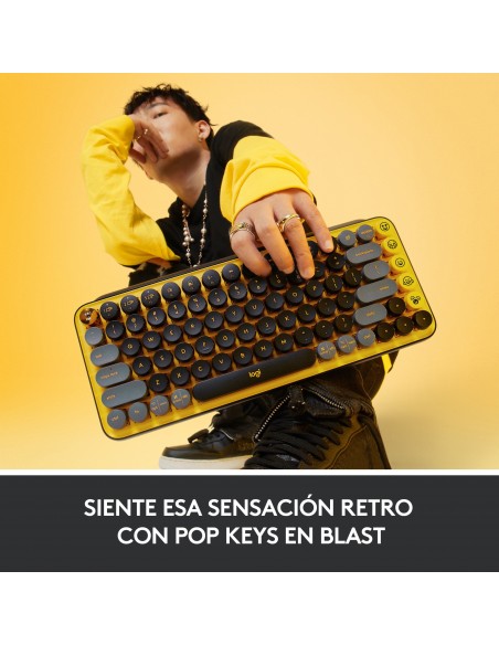 Logitech POP Keys Wireless Mechanical Keyboard With Emoji Keys teclado RF Wireless + Bluetooth QWERTY Español Negro, Gris,