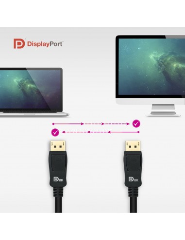 Nanocable Cable DISPLAYPORT 1.4 CERTIFICADO VESA, DP M – DP M, Negro, 1.5 m