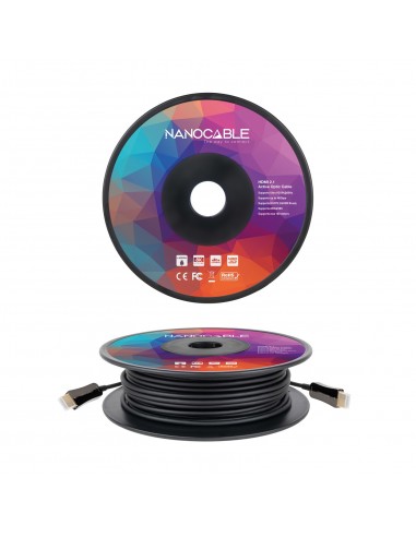 Nanocable Cable HDMI V2.1 AOC 8K@60Hz 4K@120Hz 48Gbps A M-A M, Negro, 50 m
