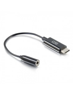 C2G 54426 cable de teléfono móvil Negro 0,09 m USB-C 3,5 mm
