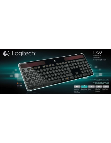 Logitech Wireless Solar Keyboard K750 teclado RF inalámbrico QWERTZ Alemán Negro