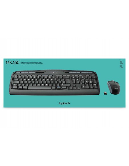 Logitech Wireless Combo MK330 teclado Ratón incluido USB QWERTY Internacional de EE.UU. Negro