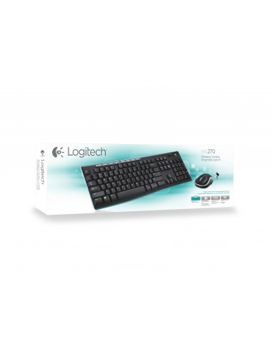 Logitech Wireless Combo MK270 teclado Ratón incluido USB AZERTY Francés Negro