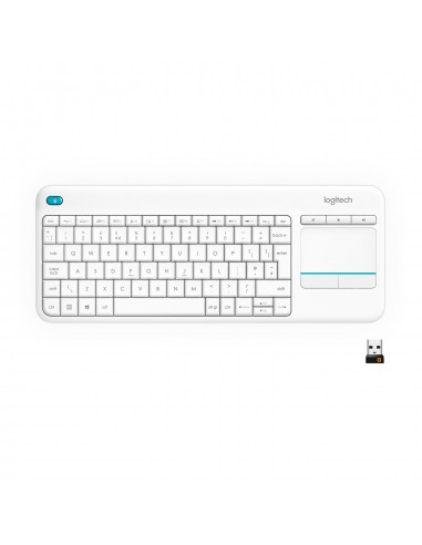 Logitech K400 Plus Tv teclado RF inalámbrico QWERTY Internacional de EE.UU. Blanco