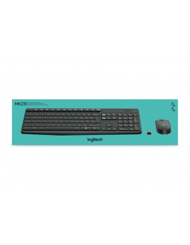 Logitech MK235 teclado Ratón incluido USB QWERTY Español Gris
