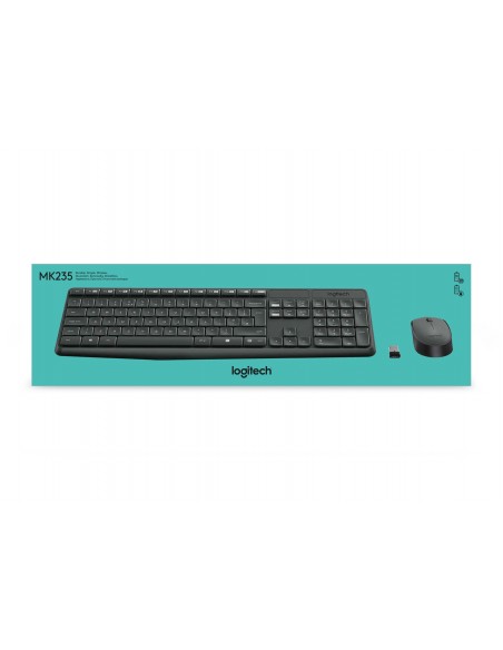 Logitech MK235 teclado Ratón incluido USB QWERTY Español Gris