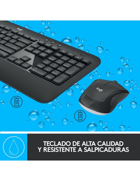 Logitech Advanced MK540 teclado Ratón incluido USB QWERTY Español Negro, Blanco