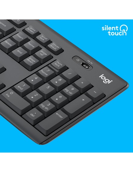 Logitech MK295 Silent Wireless Combo teclado Ratón incluido USB QWERTY Internacional de EE.UU. Grafito
