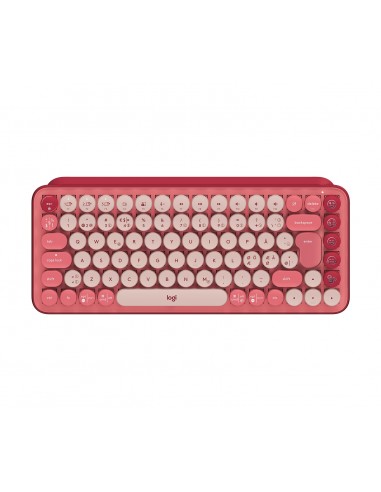 Logitech POP Keys Wireless Mechanical Keyboard With Emoji Keys teclado RF Wireless + Bluetooth QWERTY Nórdico Borgoña, Rosa,