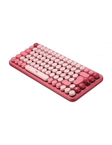 Logitech POP Keys Wireless Mechanical Keyboard With Emoji Keys teclado RF Wireless + Bluetooth QWERTY Nórdico Borgoña, Rosa,