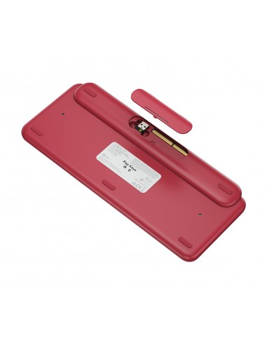 Logitech POP Keys Wireless Mechanical Keyboard With Emoji Keys teclado RF Wireless + Bluetooth QWERTY Nórdico Borgoña, Rosa,