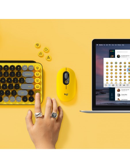 Logitech POP Keys Wireless Mechanical Keyboard With Emoji Keys teclado Bluetooth QWERTY Inglés Amarillo