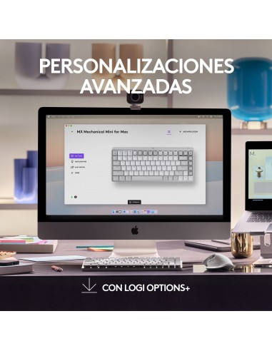 Logitech MX Mini Mechanical for Mac teclado Bluetooth QWERTY Internacional de EE.UU. Gris, Blanco