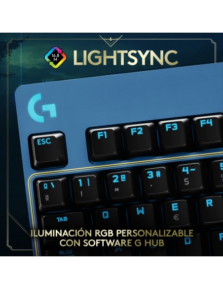 Logitech G PRO teclado USB QWERTY Internacional de EE.UU. Negro, Azul, Oro
