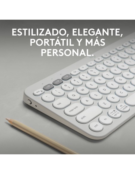 Logitech Pebble Keys 2 K380s teclado RF Wireless + Bluetooth QWERTY Español Blanco