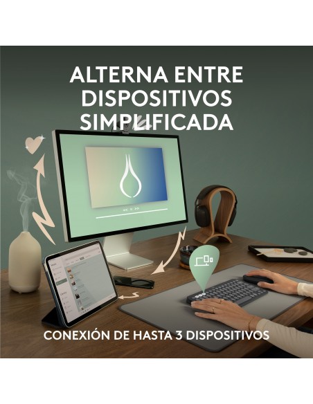 Logitech Pebble Keys 2 K380s teclado RF Wireless + Bluetooth QWERTY Español Blanco