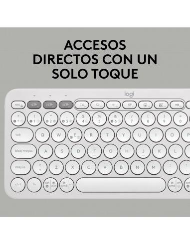 Logitech Pebble Keys 2 K380s teclado RF Wireless + Bluetooth QWERTY Español Blanco