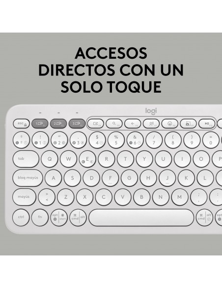 Logitech Pebble Keys 2 K380s teclado RF Wireless + Bluetooth QWERTY Español Blanco