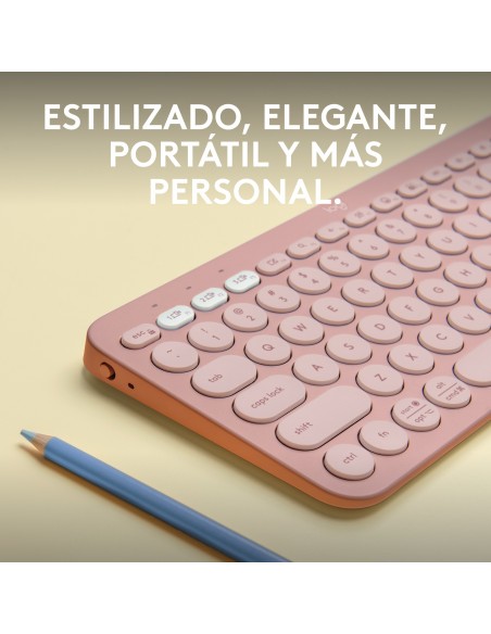 Logitech Pebble Keys 2 K380s teclado RF Wireless + Bluetooth QWERTY Español Rosa