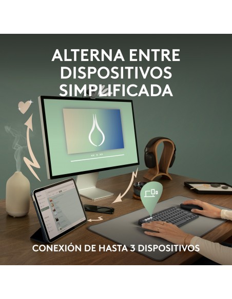 Logitech Pebble Keys 2 K380s teclado RF Wireless + Bluetooth QWERTY Español Rosa