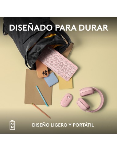 Logitech Pebble Keys 2 K380s teclado RF Wireless + Bluetooth QWERTY Español Rosa
