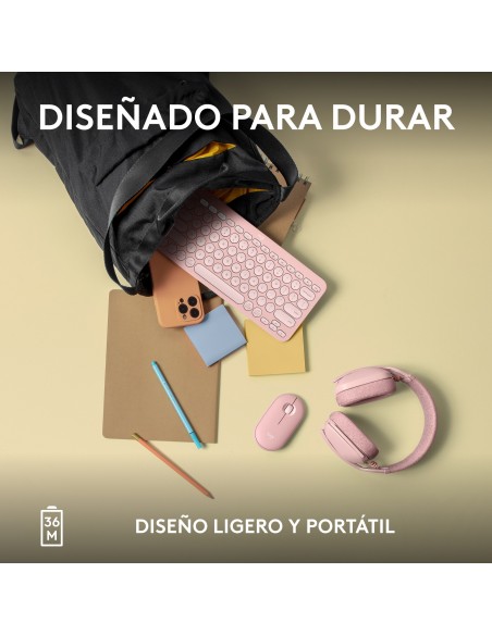 Logitech Pebble Keys 2 K380s teclado RF Wireless + Bluetooth QWERTY Español Rosa