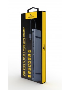 Gembird A-CM-COMBO10-01 base para portátil y replicador de puertos Alámbrico USB 3.2 Gen 1 (3.1 Gen 1) Type-C Gris 2