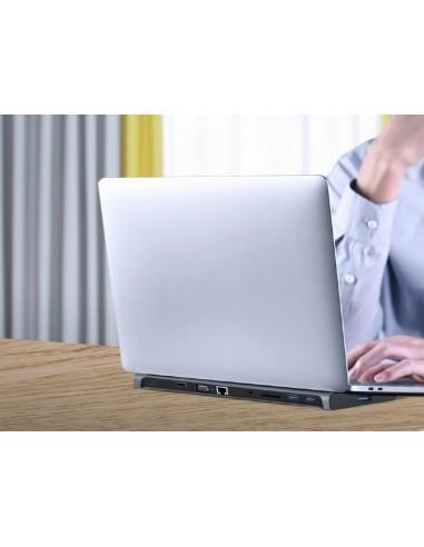 Gembird A-CM-COMBO10-01 base para portátil y replicador de puertos Alámbrico USB 3.2 Gen 1 (3.1 Gen 1) Type-C Gris