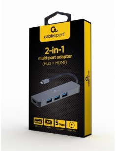 Gembird A-CM-COMBO2-01 base para portátil y replicador de puertos USB 3.2 Gen 1 (3.1 Gen 1) Type-C Gris 2