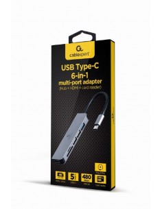 Gembird A-CM-COMBO6-02 base para portátil y replicador de puertos Alámbrico USB 3.2 Gen 1 (3.1 Gen 1) Type-C Gris 2