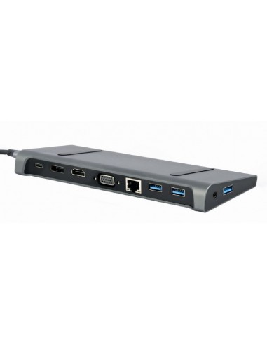 Gembird A-CM-COMBO9-02 base para portátil y replicador de puertos Alámbrico USB 3.2 Gen 1 (3.1 Gen 1) Type-C Gris