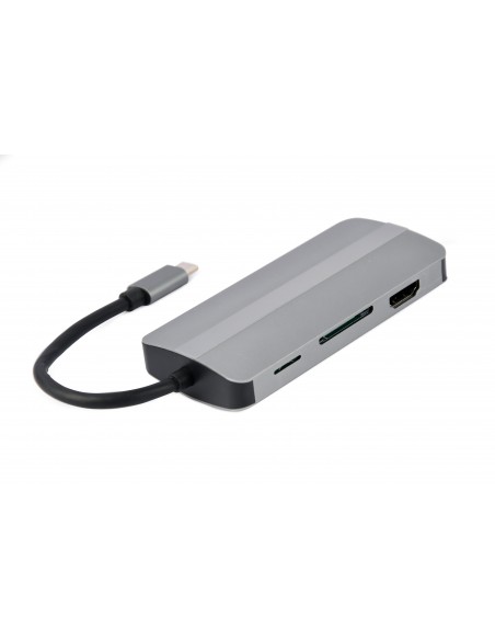 Gembird A-CM-COMBO8-02 base para portátil y replicador de puertos USB Tipo C Plata Gembird A-CM-COMBO8-02 base para portátil y replicador de puertos USB Tipo C Plata