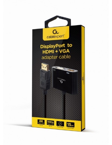 Gembird A-DPM-HDMIFVGAF-01 cable DisplayPort 0,1 m Negro