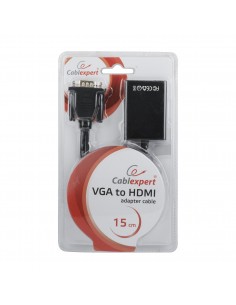 Gembird A-VGA-HDMI-01 adaptador de cable de vídeo 0,15 m HDMI tipo A (Estándar) VGA (D-Sub) Negro