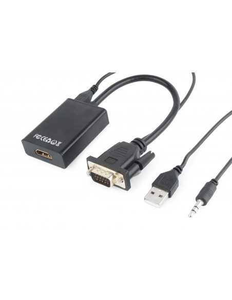 Gembird A-VGA-HDMI-01 adaptador de cable de vídeo 0,15 m HDMI tipo A (Estándar) VGA (D-Sub) Negro
