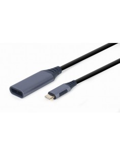 Gembird A-USB3C-DPF-01 adaptador de cable de vídeo 0,15 m USB Tipo C DisplayPort Negro, Gris