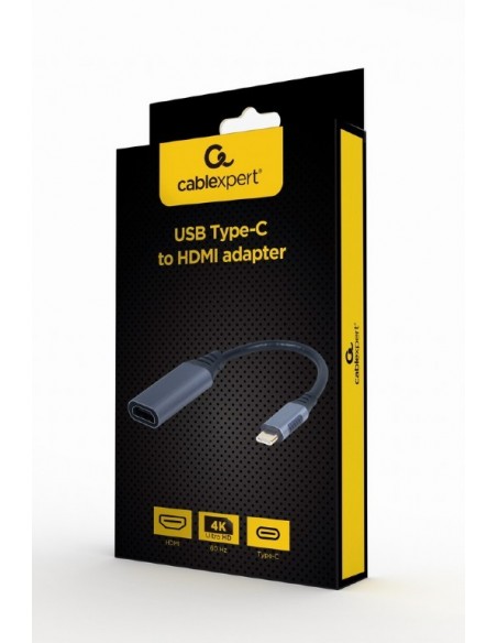 Gembird A-USB3C-HDMI-01 adaptador de cable de vídeo 0,15 m USB Tipo C HDMI tipo A (Estándar) Negro, Gris