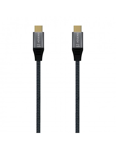 AISENS Cable USB 3.2 Gen2x2 Aluminio 20Gbps 8K@30Hz 5A 100W E-Mark, Tipo USB-C M-USB-C M, Gris, 1.0 m