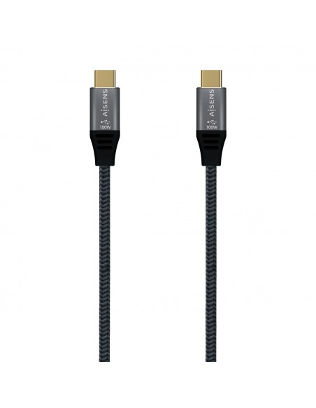 AISENS Cable USB 3.2 Gen2x2 Aluminio 20Gbps 8K@30Hz 5A 100W E-Mark, Tipo USB-C M-USB-C M, Gris, 1.0 m