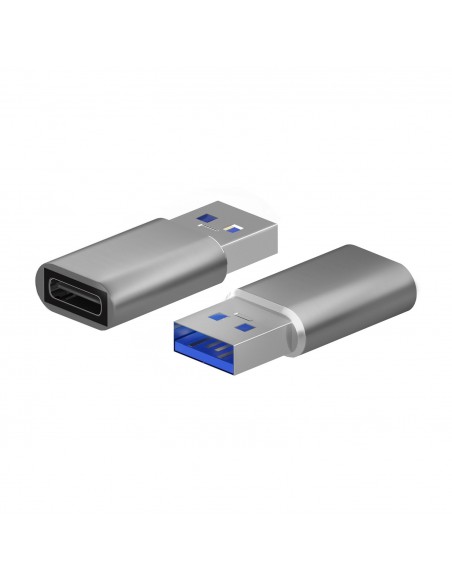AISENS Mini Adaptador USB 3.2 Gen2   USB 2.0 3A, Tipo USB-C H-A M, Gris