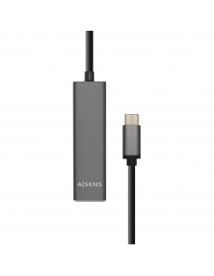 AISENS Hub USB 3.1 USB-C, USB-C M - 4 x Tipo A H, Gris, 15 cm 2