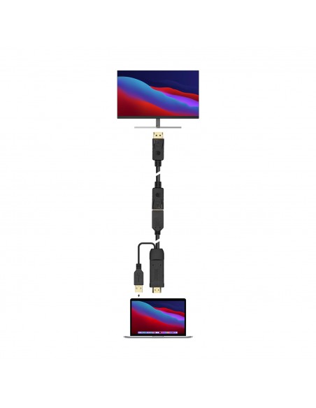 AISENS Conversor Activo HDMI 2.0 + USB Alim. a DISPLAYPORT V1.2, HDMI M-USB M-DP H, Negro, 10CM