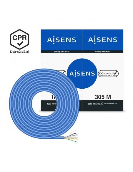 AISENS Cable de Red RJ45 LSZH CPR Dca CAT.6 UTP AWG24, Azul, 305 m