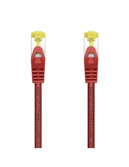 AISENS Cable De Red Latiguillo RJ45 LSZH Cat.7 600 MHz S FTP PIMF AWG26, Rojo, 25 cm