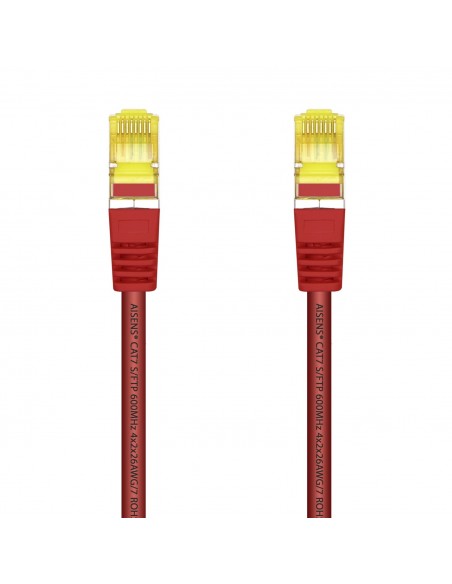 AISENS Cable De Red Latiguillo RJ45 LSZH Cat.7 600 MHz S FTP PIMF AWG26, Rojo, 25 cm