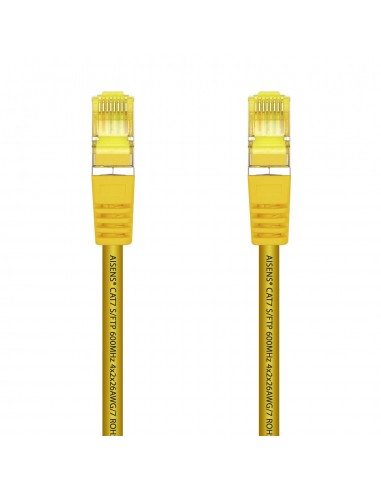 AISENS Cable De Red Latiguillo RJ45 LSZH Cat.7 600 MHz S FTP PIMF AWG26, Amarillo, 1.0 m