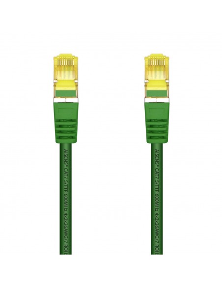 AISENS Cable De Red Latiguillo RJ45 LSZH Cat.7 600 MHz S FTP PIMF AWG26, Verde, 25 cm